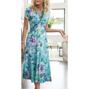 Soft Surroundings Always Lovely Maxi Dress – Blue Petals Floral Print Size Small